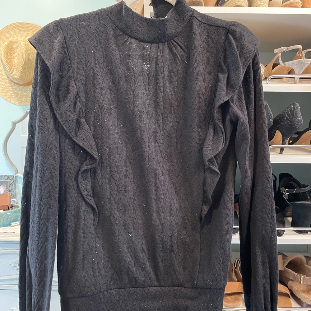 Elegant Black Ruffle Top
